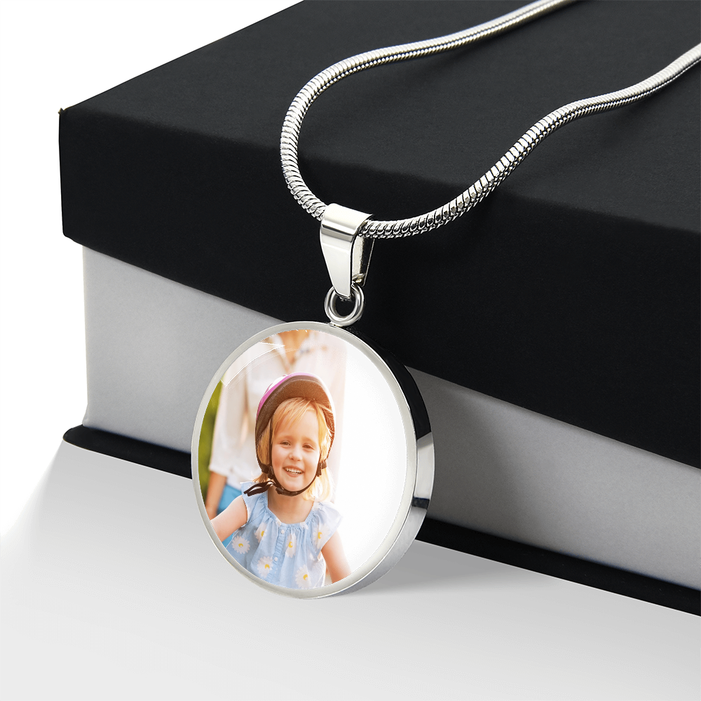 Photo Circle Necklace with Engraving