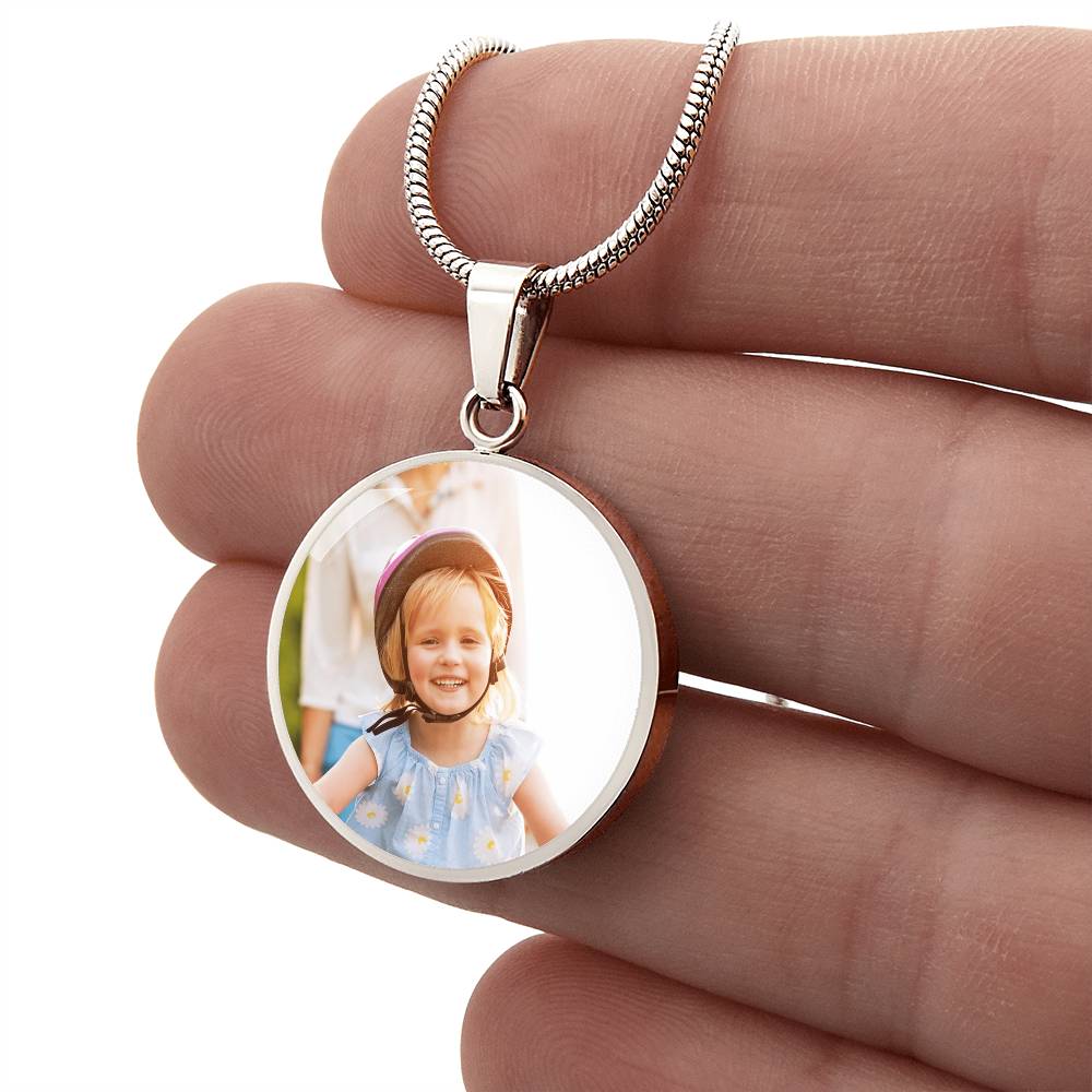 Photo Circle Necklace with Engraving