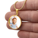Photo Circle Necklace with Engraving