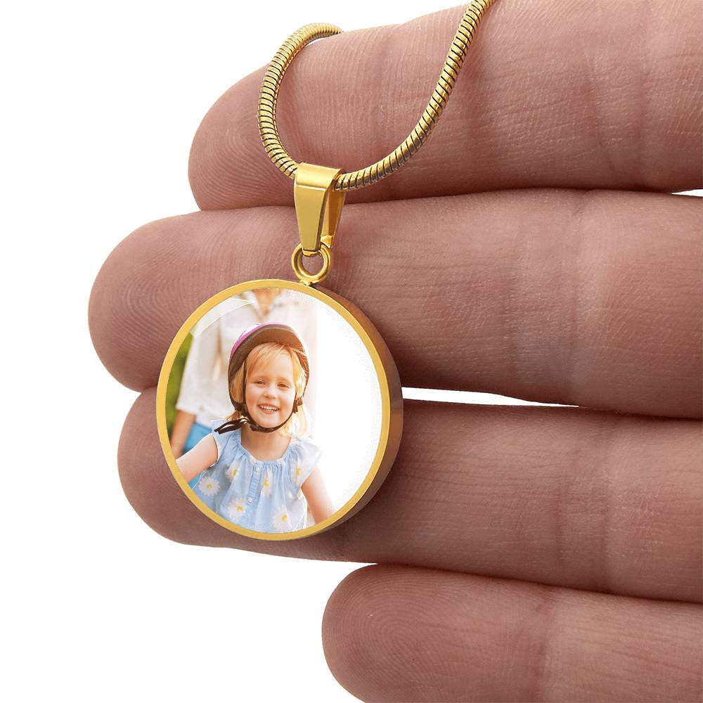 Photo Circle Necklace with Engraving