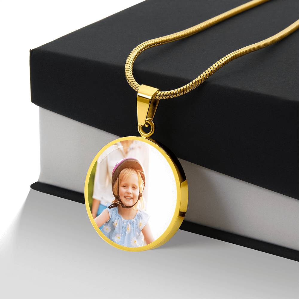 Photo Circle Necklace with Engraving