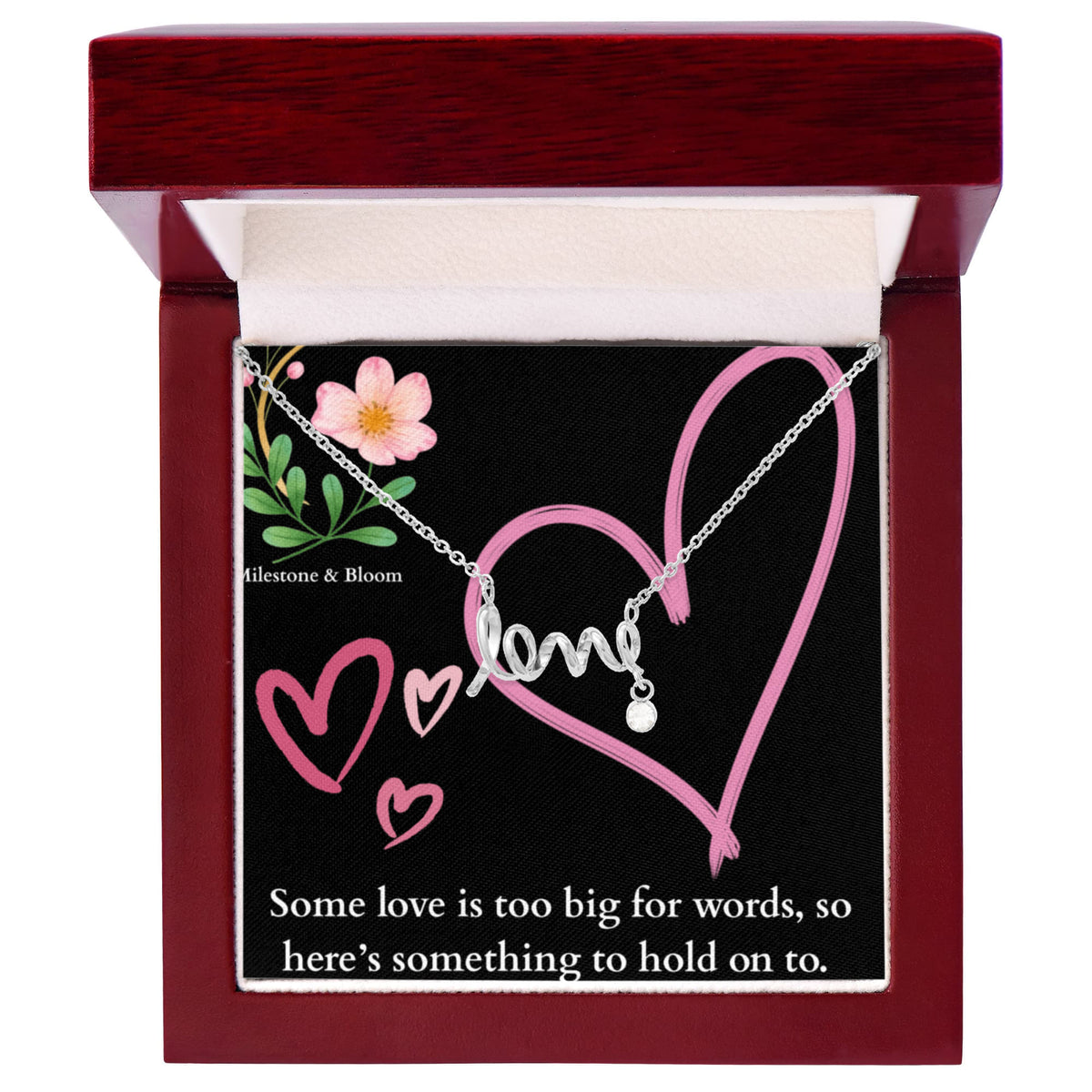 Cursive Love Necklace - Some love is too big for words