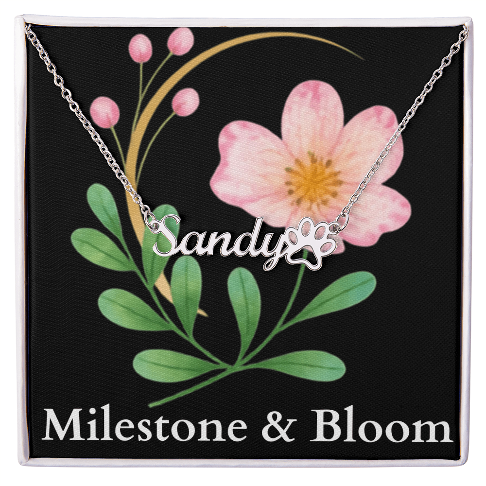 Paw Print Name Necklace
