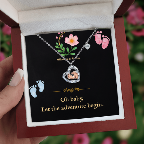 Baby Feet Heart Necklace