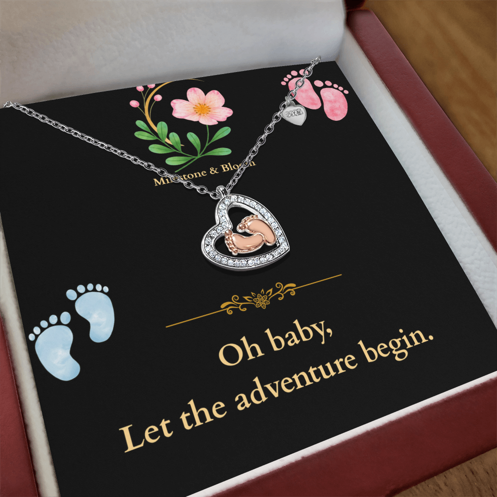 Baby Feet Heart Necklace