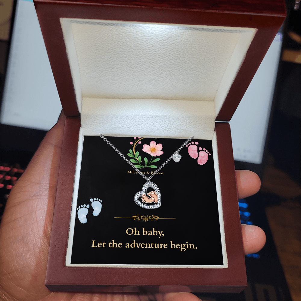 Baby Feet Heart Necklace