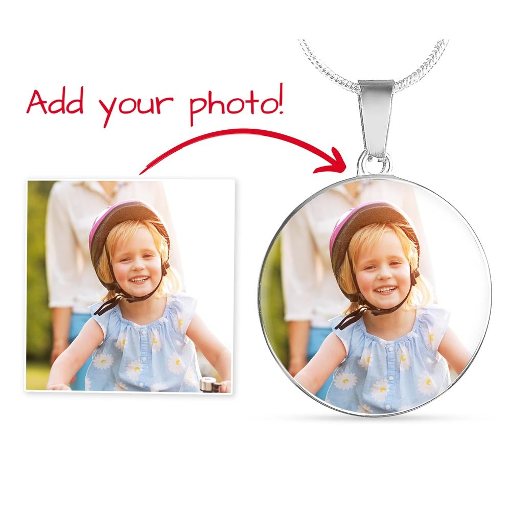 Photo Circle Necklace with Engraving