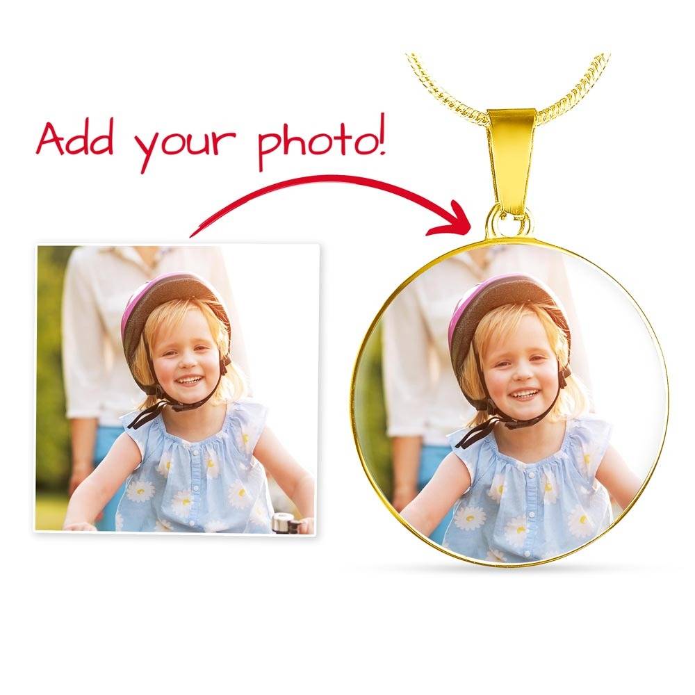 Photo Circle Necklace with Engraving