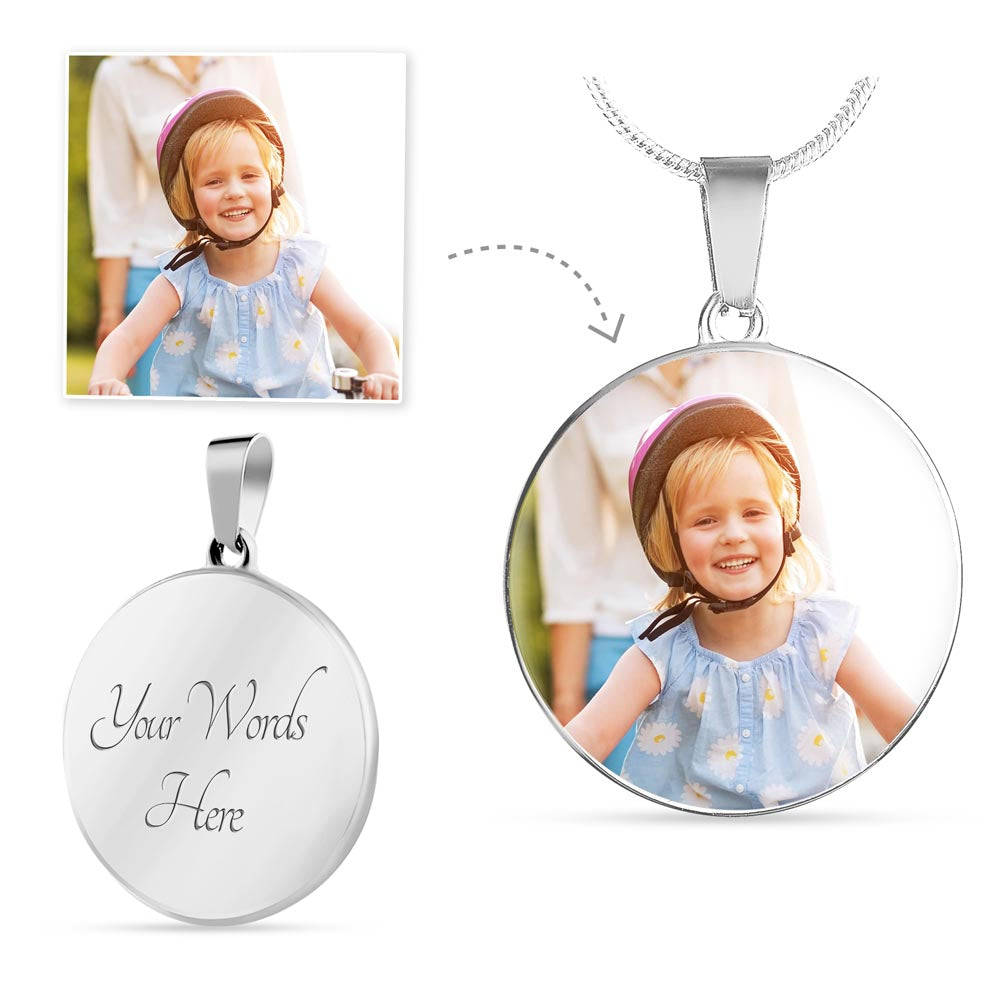 Photo Circle Necklace with Engraving