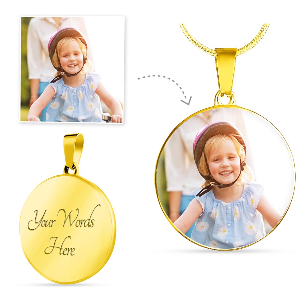 Photo Circle Necklace with Engraving